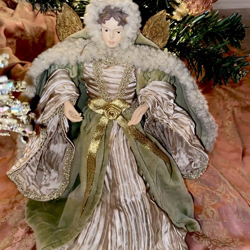 Viktorianischer Weihnachtsengel Baum/Tischaufsatz 12" mit Umhang & Besitz Vintage Neiman’s - Bild 3 von 12