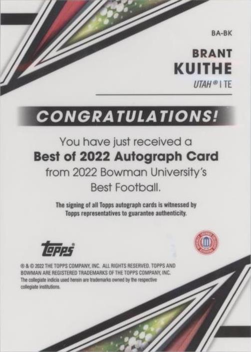 2022-23 Bowman's Best University Brant Kuithe #BA-BK