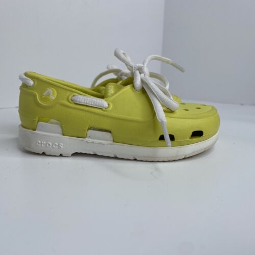 Crocs Niños Pequeños Amarillos Unisex Línea de Playa Con Cordones Barco de Agua Zapatos C7; Talla 7 - Imagen 2 de 14