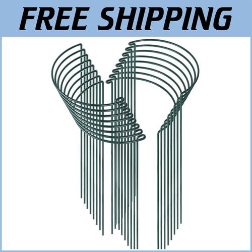 Durable Dark Green 24-Inch Plant Support Stakes - 16 Pieces for Bushy Plants