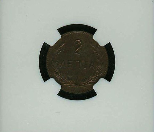 CRETE (GREECE) KINGDOM 1900-A 2 LEPTA COIN, CERTIFIED NGC MS62-BN - Picture 4 of 4
