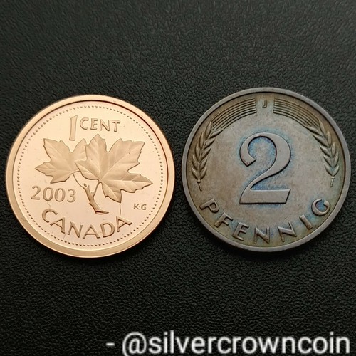 Germany West 2 Pfennig 1967 J. KM#106. Two Cents coin. Hamburg Mint. Oak Leaves. - Picture 3 of 7