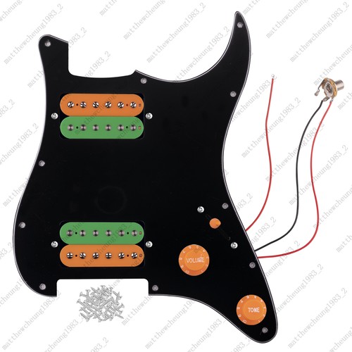 Prewired-Loaded HH Pickguard 2 Humbucker Pickup for Stratocaster 17 Colors - Picture 10 of 22