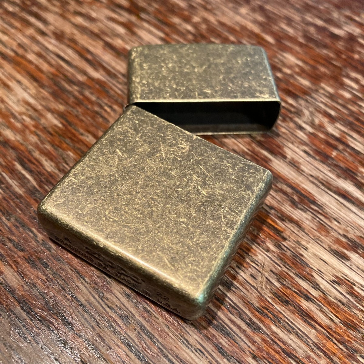 Genuine Zippo antique brass windproof Lighter CASE ONLY No Insert