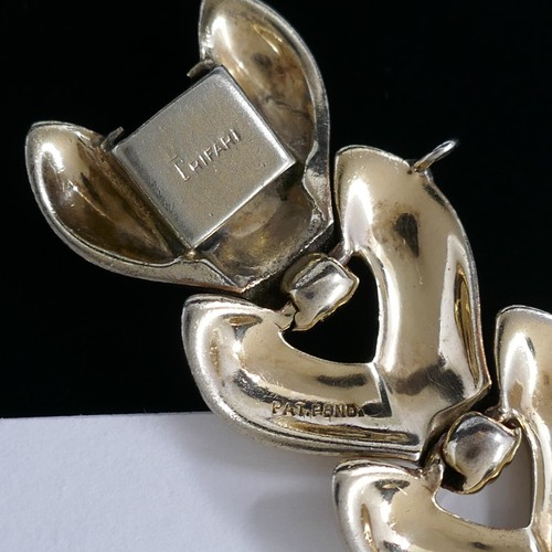 VINTAGE 40'S CROWN TRIFARI ALFRED PHILIPPE "GOLDENBRAID" GOLD-TONE LINK BRACELET - Picture 9 of 11