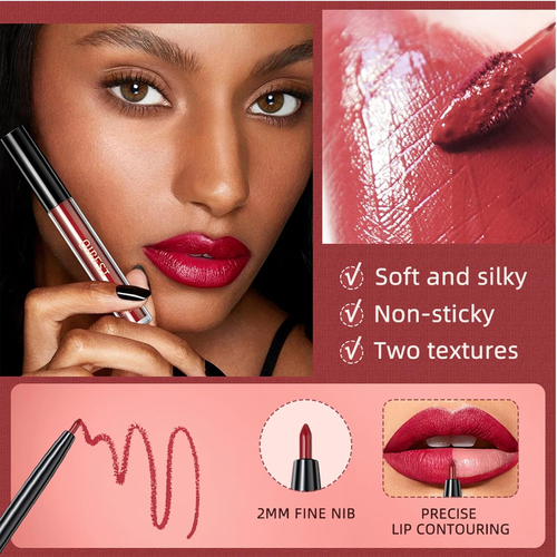 3Pcs Black Matte Liquid Lipstick Lip Liner Lip Gloss Trio Lip Set - Picture 3 of 12