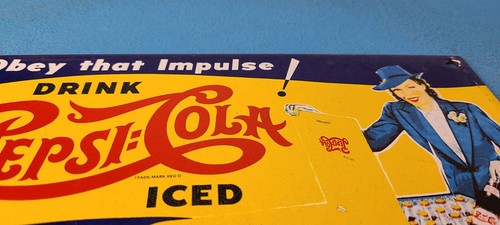 VINTAGE PEPSI COLA PORCELAIN GAS SERVICE STATION PUMP PLATE SODA SIGN - Picture 12 of 15