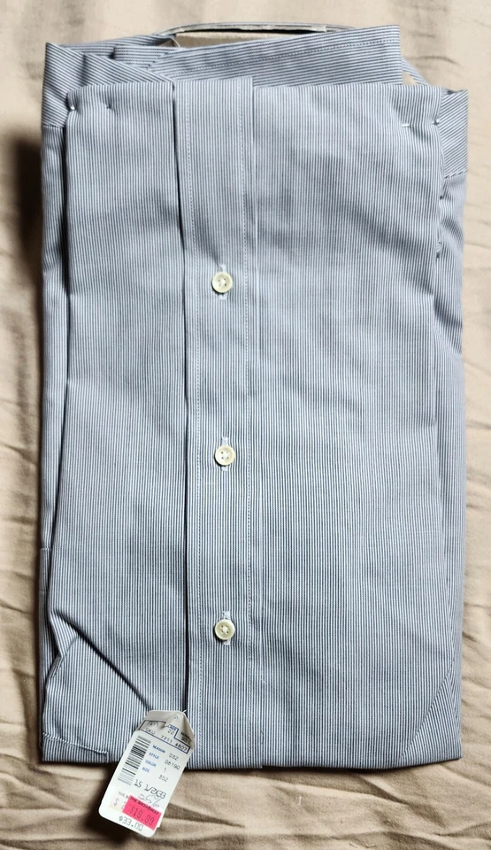 Arrow Fairfield Pinpoint Oxford Men Dress Shirt Black Stripe Size 15.5 32-33 USA - Image 2 of 4