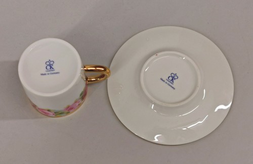 9988419-d Kämmer-Porzellan Mokka-Tasse Rosen-Kante Goldrand 11x5,5cm - Picture 3 of 3