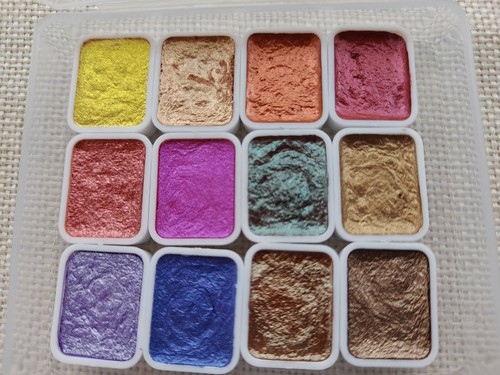 Watercolour paint, Glittering - Pearl colour, Set of 12 colours - New Arrival!  - Bild 1 von 6