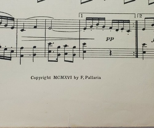 1916 Belle of the Village Intermezzo F. Pallaria Large Sheet Music Piano Signed - Picture 7 of 11