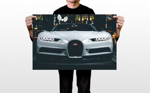 Bugatti Chiron White Front View Decor Art Wall - POSTER 20x30 - Photo 3 sur 4