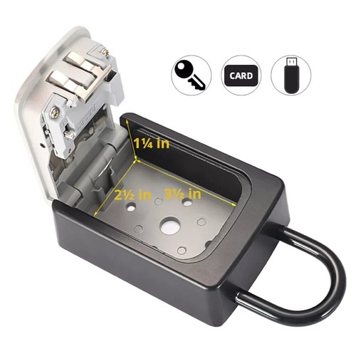 Key Safe 4-Digit Combination Lock Box Wall Mount Storage Safe Security Outdoor - Picture 3 of 5