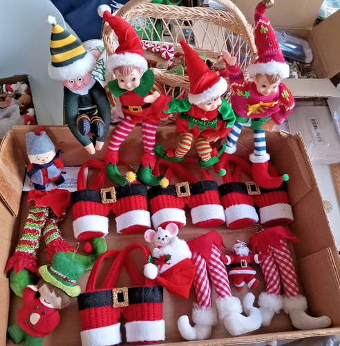 Vintage To New Christmas Pixie Elves, Fabric Pants, Ornaments, Crafts - Picture 5 of 20
