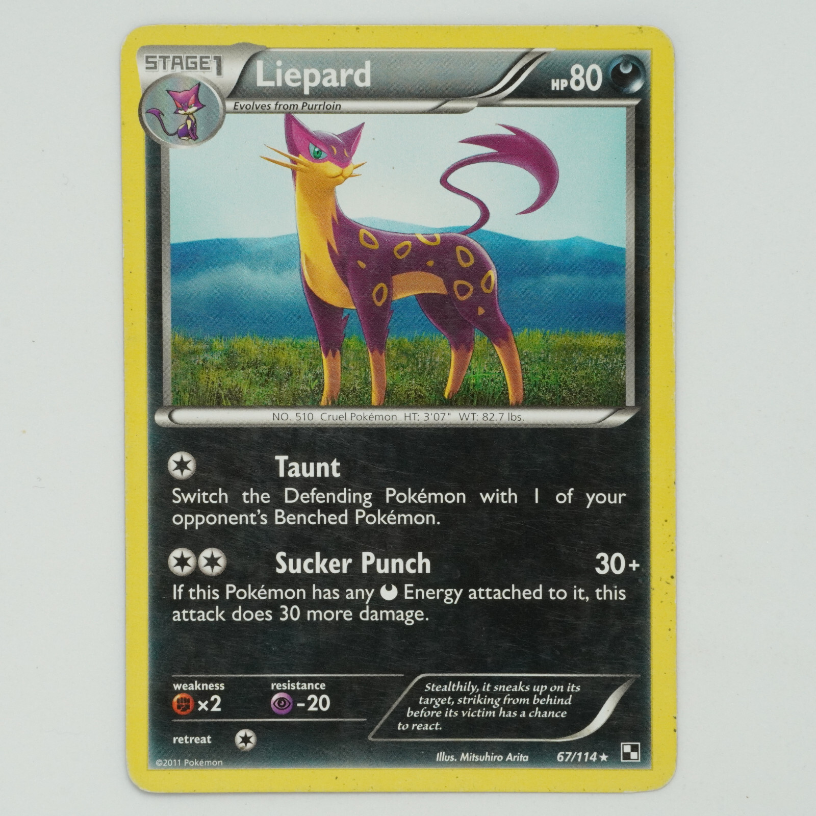 Liepard 67/114 Rare Black and White Pokemon Card