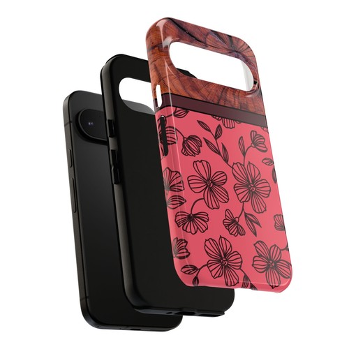 Pink & Flowers & Wood grain Tough Phone Case for Iphone, Samsung Galaxy, & Pixel - Picture 128 of 288