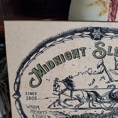 COLONIAL VINTAGE PRIMITIVE STYLE CHRISTMAS MIDNIGHT HORSE SLEIGH RIDE 1805 SIGN - Picture 4 of 12