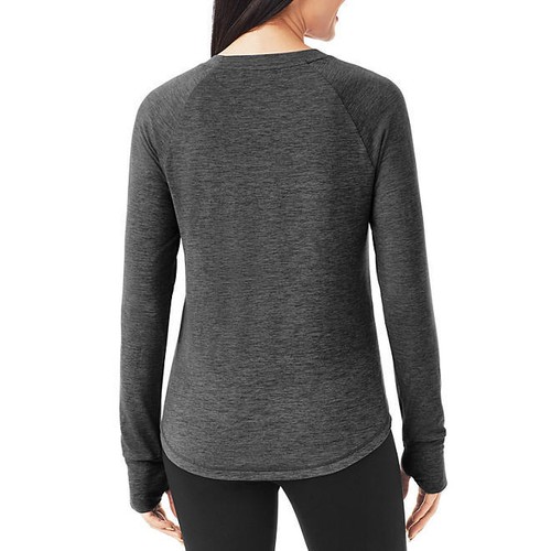 Member's Mark Women's Black Heather Brushed Relaxed Fit Long Sleeve Tee Shirt - Bild 2 von 2