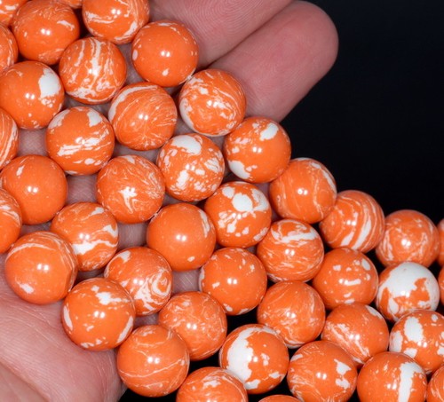 10 MM ORANGE WEISS MATRIX TÜRKIS EDELSTEIN RUND LOSE PERLEN 7,5 ZOLL - Bild 2 von 4