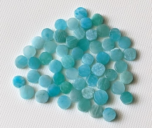 Paquete de 5 piezas de piedras preciosas naturales redondas de amazonita de 12 mm a 20 mm con respaldo plano en ambos lados - Imagen 3 de 4