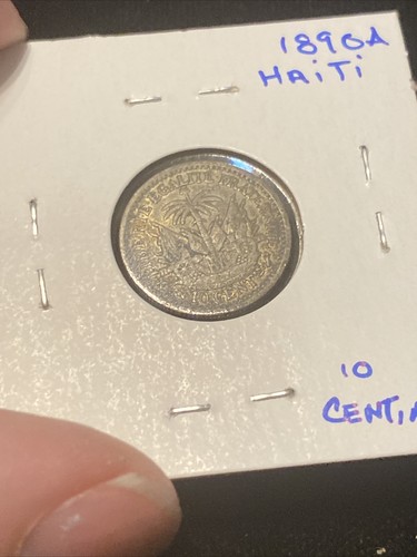 1890 a haiti 10 centimes .835 silver circulated world foreign coin d haiti #1 - Picture 16 of 17