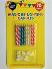 MAGIC RE-LIGHTING CANDLES 10 PIECE PACK FUN FOR BIRTHDAY CAKES JOKE SILLY FUNNY