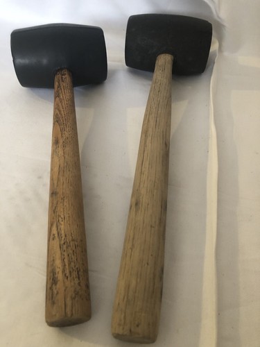Vintage Rubber Mallet Hammer with Wood Handle 11” And 13” Long Handle - Picture 10 of 12