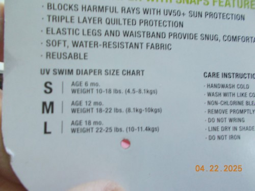 New with Tags Speedo Pink UV Swin Diaper with Snaps, Size M (12 mo. 18-22 Lbs) - Picture 5 of 5