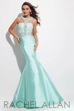 Rachel Allan 7120 White Mint Stunning Pageant Gala Gown Dress SALE! sz 4