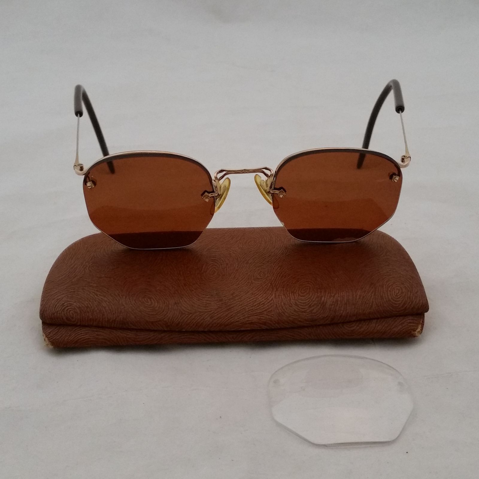 AMERICAN OPTICAL Rimway Crossley 12K Gold Fill True Antique Eyeglasses & Case - Picture 5 of 11