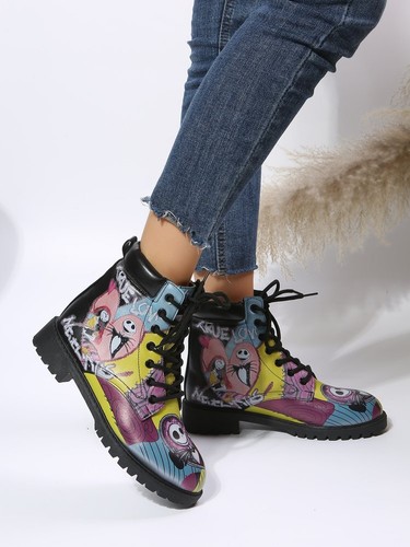 Stivaletti donna blocco grossi scarpe retrò esercito gotico punk platform flatform - - Foto 13 di 68