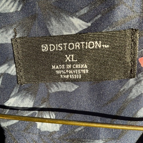 Hawaiihemd Herren Distortion Express dunkelblau und rot geblümt Polyester hell! - Bild 3 von 7