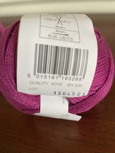 (2) Sublime Yarns Egyptian Cotton DK, 326 Fuschia, 100% Cotton, 115 Yds each - Picture 3 of 5