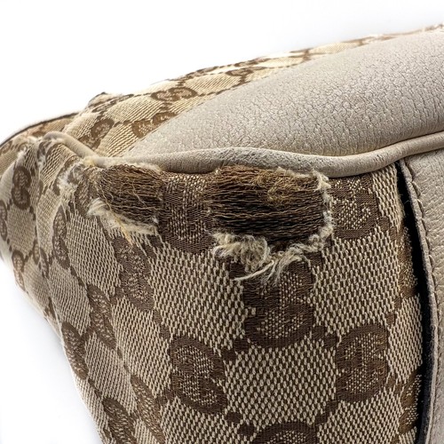 GUCCI Princy Tote Bag Sherry Line GG Canvas Leather Ribbon Purse Authentic - Picture 9 of 24