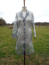 Silver Grey Organza Sheer Embroidered Occasion Coat Jacket Hamells Uk 12 Bnwot