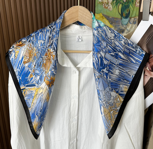 Pure 12 Momme Silk Wrap Scarf Bandanna Square crystal Print Square Shawl 27''new - Picture 3 of 20