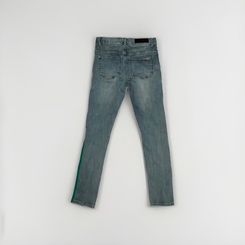 HOMME + FEMME Jeans Men's Blue with Green Side Logo Distressed Size 28 x 28 - Picture 2 of 6