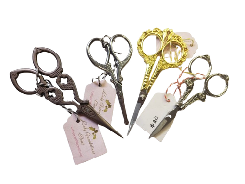 Lot 4 Fancy Needlework Scissors Embroidery Sewing Historical Reenactor Crafts A - Picture 1 of 4