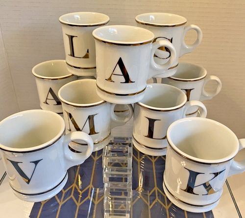 WILLIAMS SONOMA Letra Inicial Demitasse 1 Taza Izquierda Oro Blanco Porcelana “L” - Imagen 6 de 15
