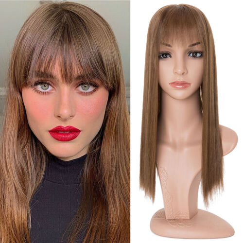 Women Topper Clip in Hair Extensions Toupee with Bangs Real Natural as Human US - Picture 33 of 78