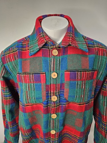 Camisa de franela National Outfitters para hombre L a cuadros botones grandes única  - Imagen 3 de 14