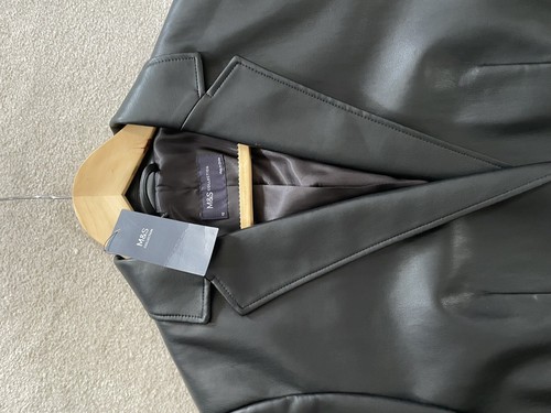 Marks and Spencers Faux Leather Tailored Single Breasted Blazer Jacket NEW - Picture 24 of 24