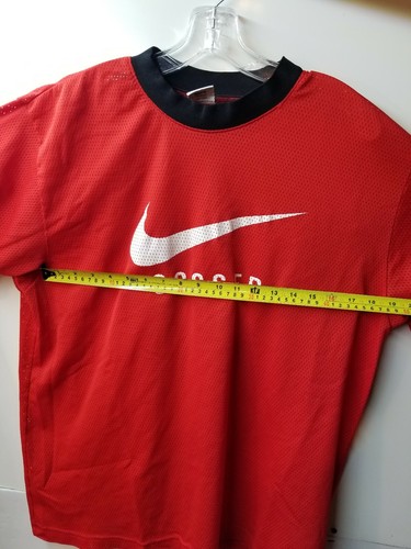 Vintage 90s Nike Mesh Soccer Jersey Shirt Size Youth XL Red Black trim, White  - Foto 4 di 5