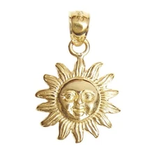 New 14k Yellow Gold Sun Pendant