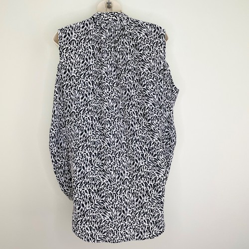 Mela Purdie button up blouse top size 10 black white cold shoulder long sleeve - Picture 3 of 12
