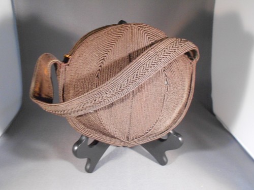 Vintage 40er Jahre kleine braune gewebte Kordel kleine Handtasche mit Reißverschluss. - Bild 3 von 5
