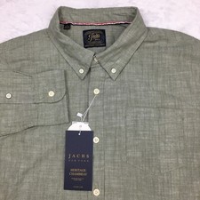 Jachs Chambray Shirt Mens Large Sage Long Sleeves New With Tags 