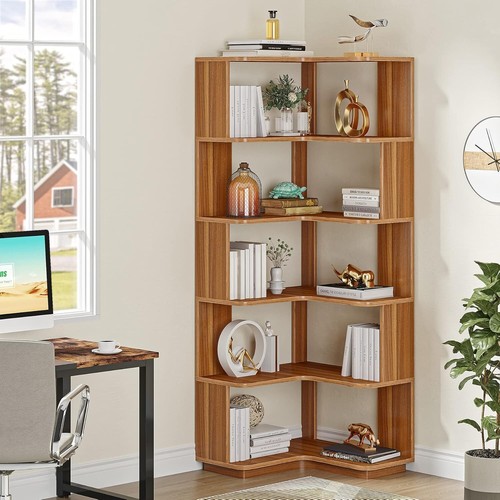 Tribesigns 6 Etagen Eck-Bücherregal, 165cm hohes industrielles Eckregal - Bild 8 von 9