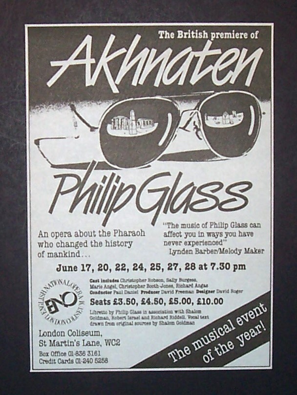 Philip Glass The UK Premiere Of Akhnaten 1985 Small Poster ...