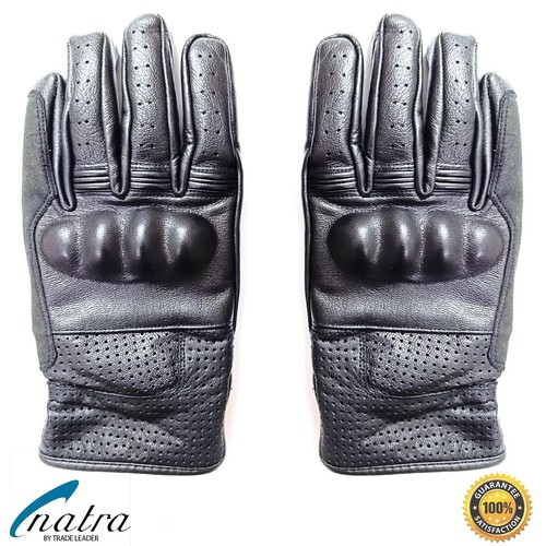 HERREN MOTORRAD BIKER HANDSCHUHE LARGE SCHWARZ ZIEGENLEDER MOTORRADHANDSCHUHE - Picture 2 of 12